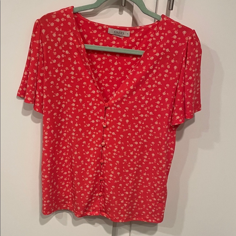 Oasis Scarlet Blossom Print Blouse Medium